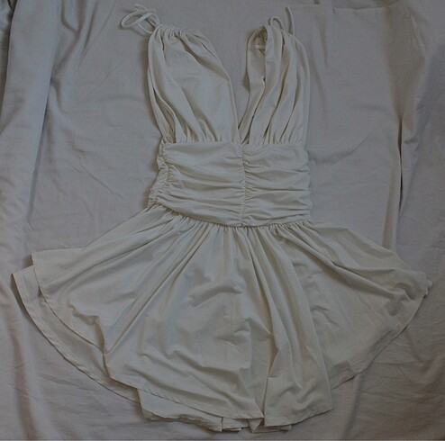 Kikiriki off-white beyaz mini elbise