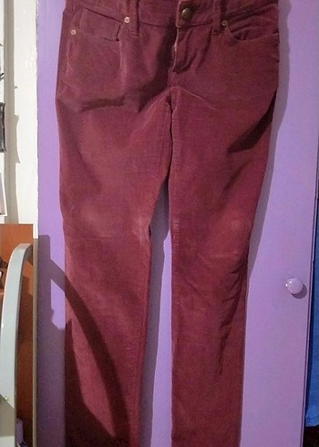 Bordo Süet Kadın Dar Paça Pantolon