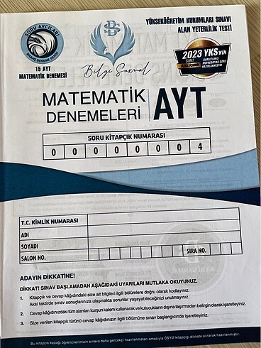  Bilgi sarmal ayt matematik denemeleri