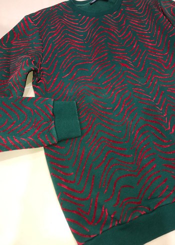 Yeşil Koyu Yılan Desenli kadın Sweatshirt - Görsel 2