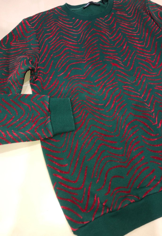 Yeşil Koyu Yılan Desenli kadın Sweatshirt - Görsel 2