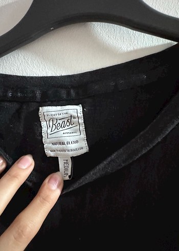 Siyah Baskılı Oversize Tişört Beast - Görsel 3