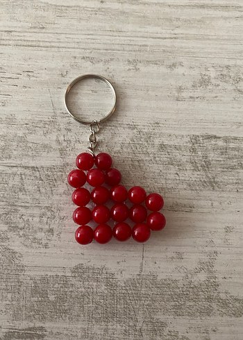 Kırmızı Boncuklu Kalp Anahtarlık - Görsel 2