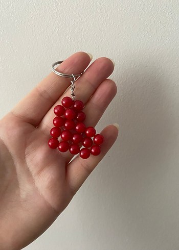 Kırmızı Boncuklu Kalp Anahtarlık - Görsel 3