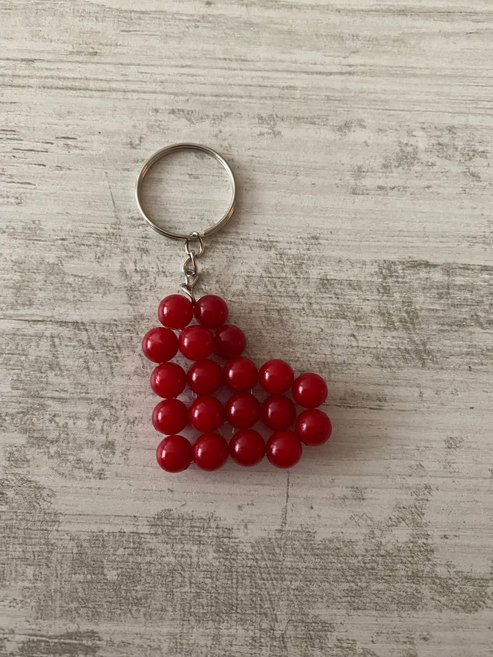 Kırmızı Boncuklu Kalp Anahtarlık - Görsel 2