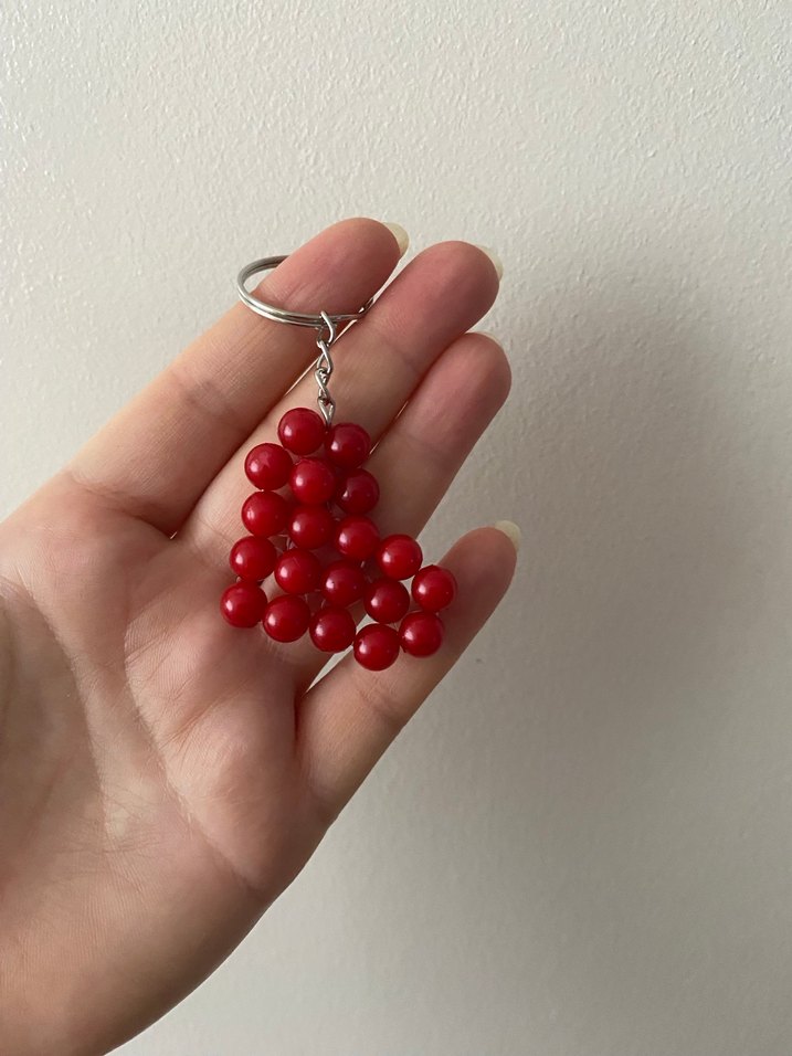 Kırmızı Boncuklu Kalp Anahtarlık - Görsel 3