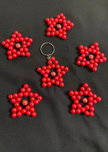 Kırmızı Boncuklu Yıldız Anahtarlık - Görsel 2