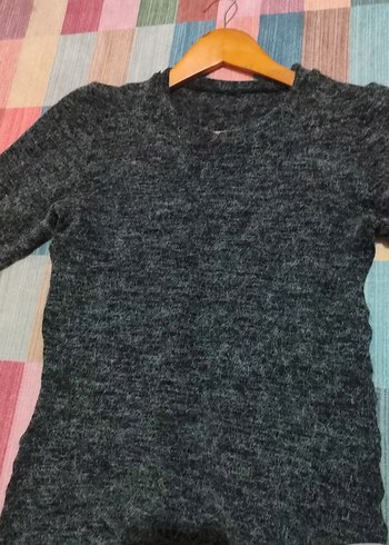 Gri Triko Uzun Kollu Midi Elbise - Görsel 3