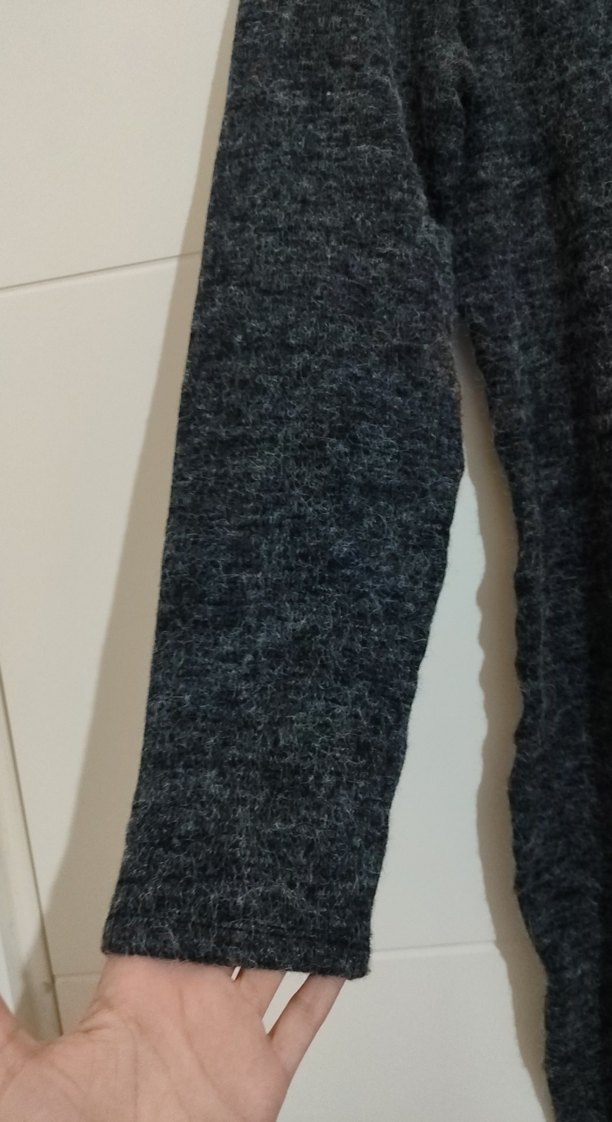 Gri Triko Uzun Kollu Midi Elbise - Görsel 2