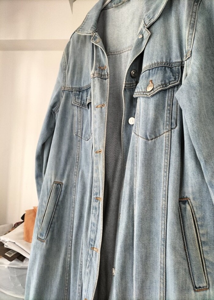 Lcw uzun kot ceket - Görsel 4