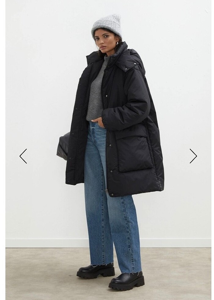 Manuka siyah kapüşonlu mont - Görsel 3