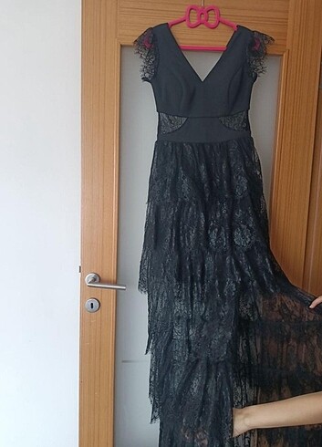 Siyah tül abiye elbise - Görsel 3