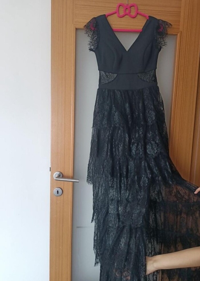 Siyah tül abiye elbise - Görsel 3