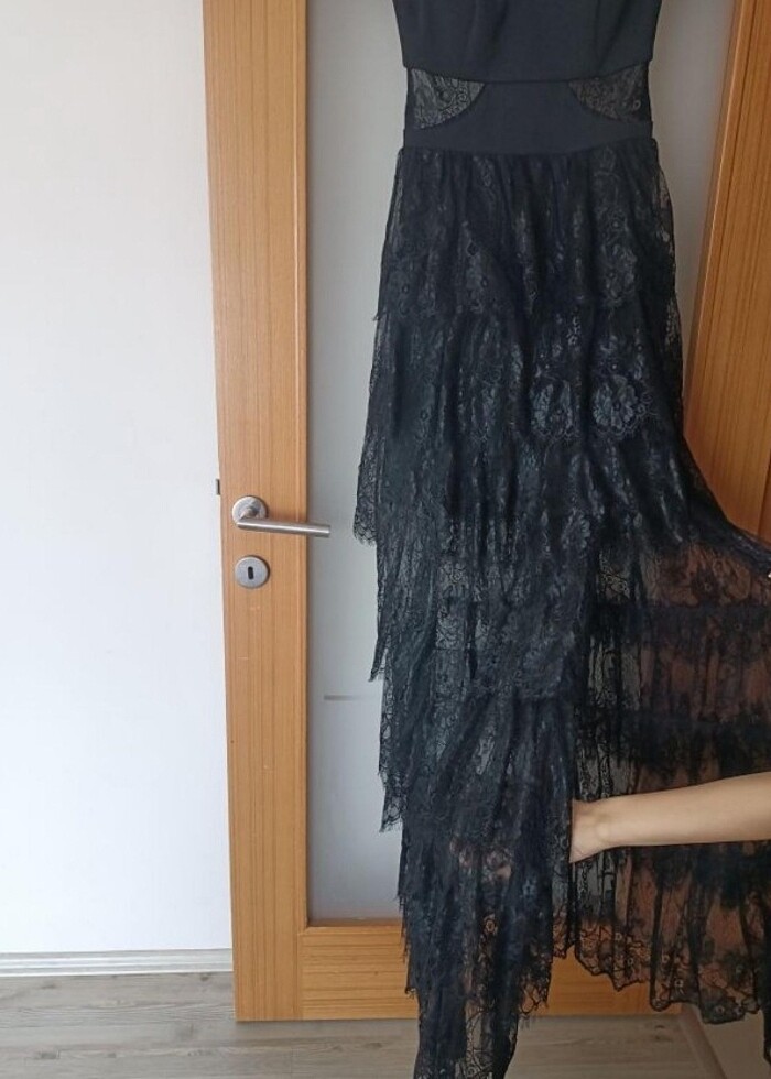 Siyah tül abiye elbise - Görsel 5