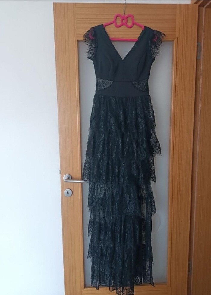 Siyah tül abiye elbise - Görsel 4