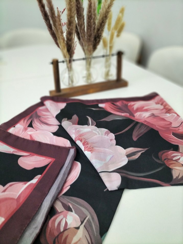 Bordo Çiçek Desenli şal - Görsel 2