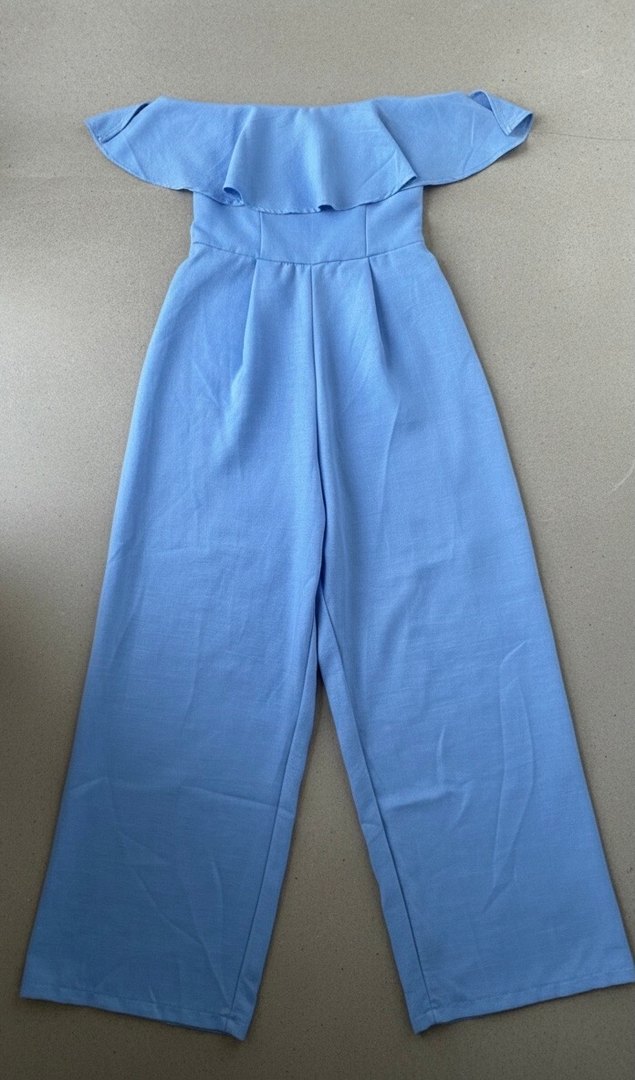 Mavi Straplez Uzun Bol Kesim Tulum - Görsel 2