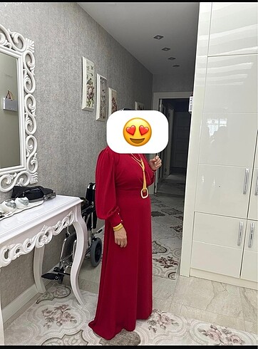 44 Beden kırmızı Renk Tesettür elbise
