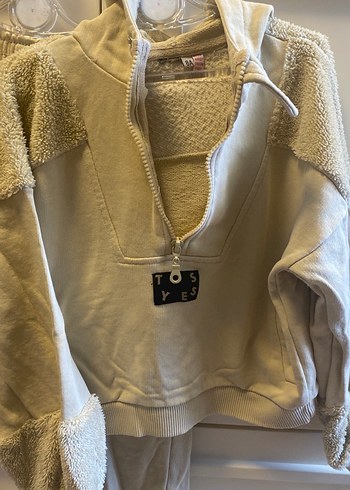 BG Store Kız Çocuk krem Fermuarlı Sweatshirt ve Eşofman