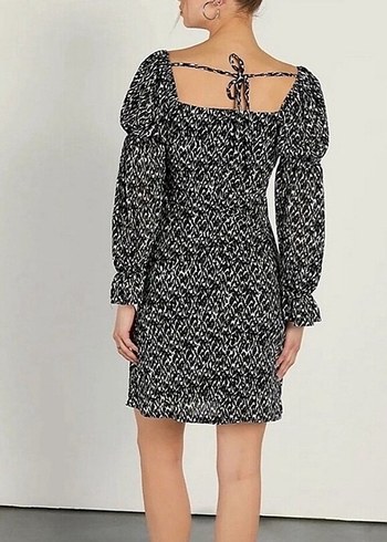 Uzun Kollu Zebra Desenli Mini Elbise - Görsel 4