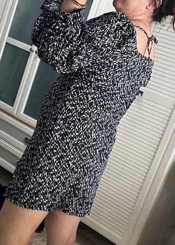 Uzun Kollu Zebra Desenli Mini Elbise - Görsel 6