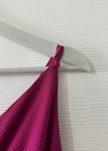 Pembe V Yakalı Pilili Midi Triko Elbise - Görsel 8