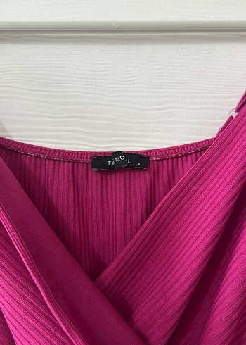 Pembe V Yakalı Pilili Midi Triko Elbise - Görsel 10