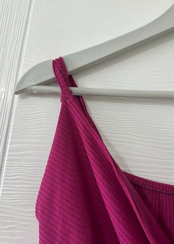 Pembe V Yakalı Pilili Midi Triko Elbise - Görsel 9