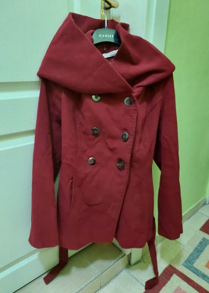 Şapkalı Bayan kaban - Görsel 4