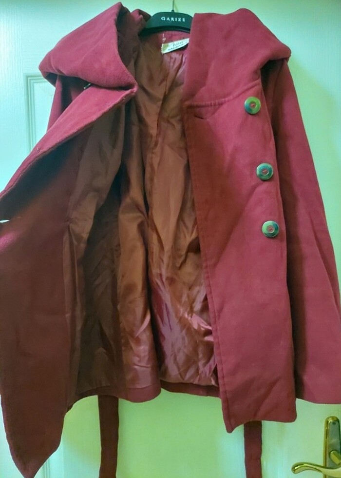 Şapkalı Bayan kaban - Görsel 5