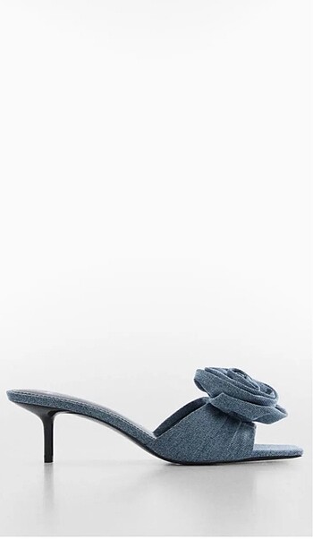 37 Beden Mango kot çiçekli terlik denim terlik