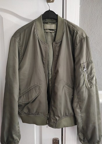 Pull and Bear Pull&Bear haki Fermuarlı Kadın Ceket