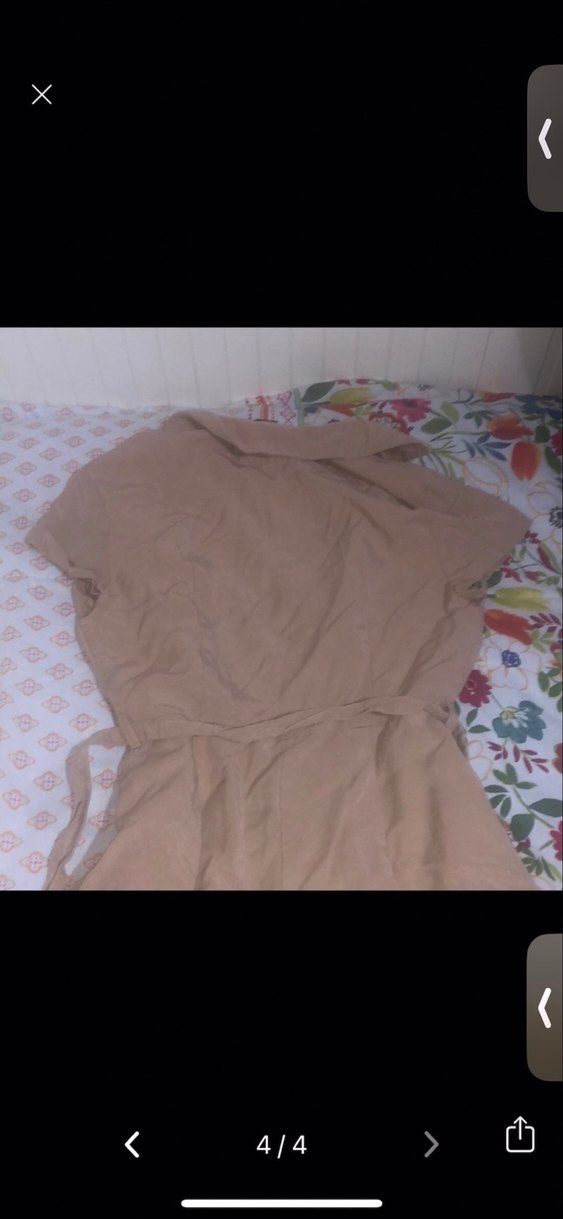 Bej Keten Düğmeli Kadın tulum - Görsel 4