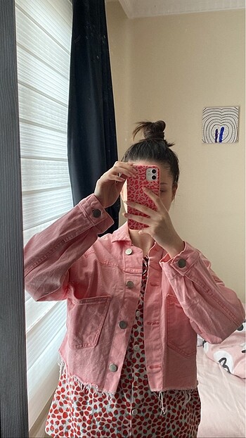 s Beden pembe Renk Pembe kot ceket