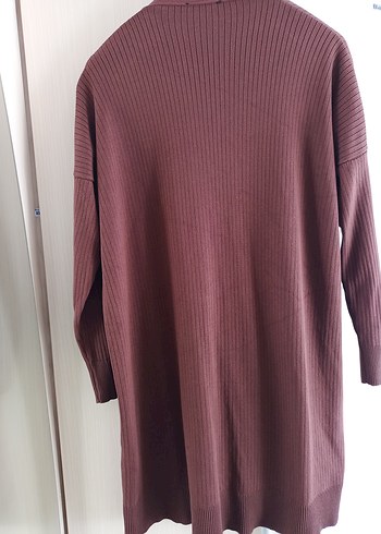 Düğmeli Uzun Kahverengi Kadın Hırka - Görsel 2