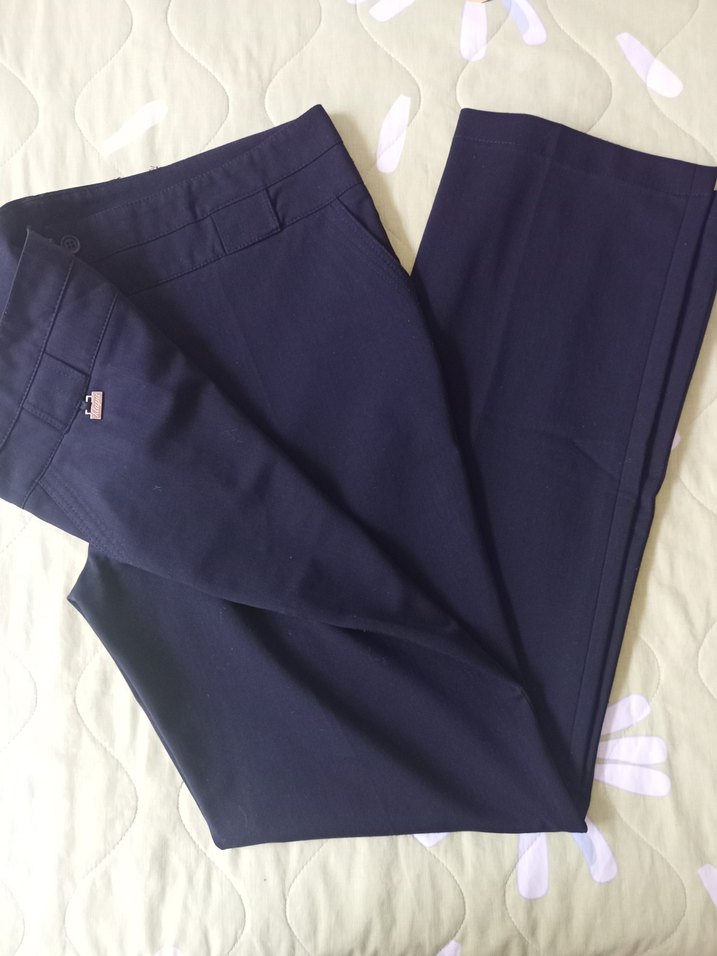 Kadın lacivert Midi Kumaş Pantolon - Görsel 2