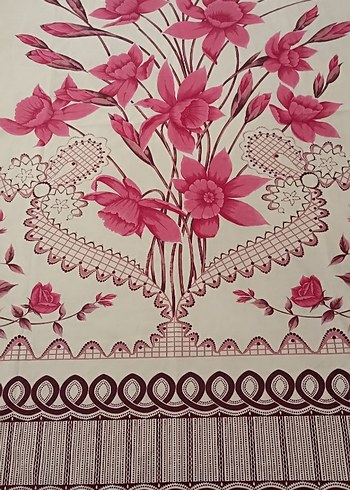 Pembe Çiçek Desenli nostaljik antika perde - Görsel 3