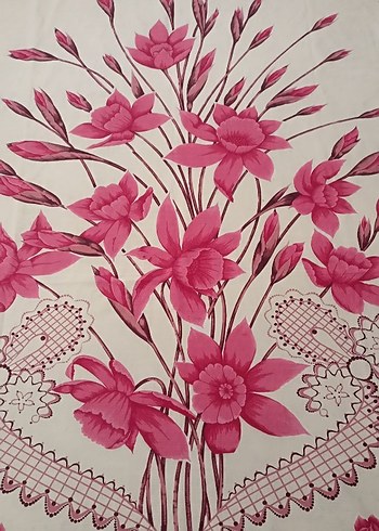 Pembe Çiçek Desenli nostaljik antika perde - Görsel 2