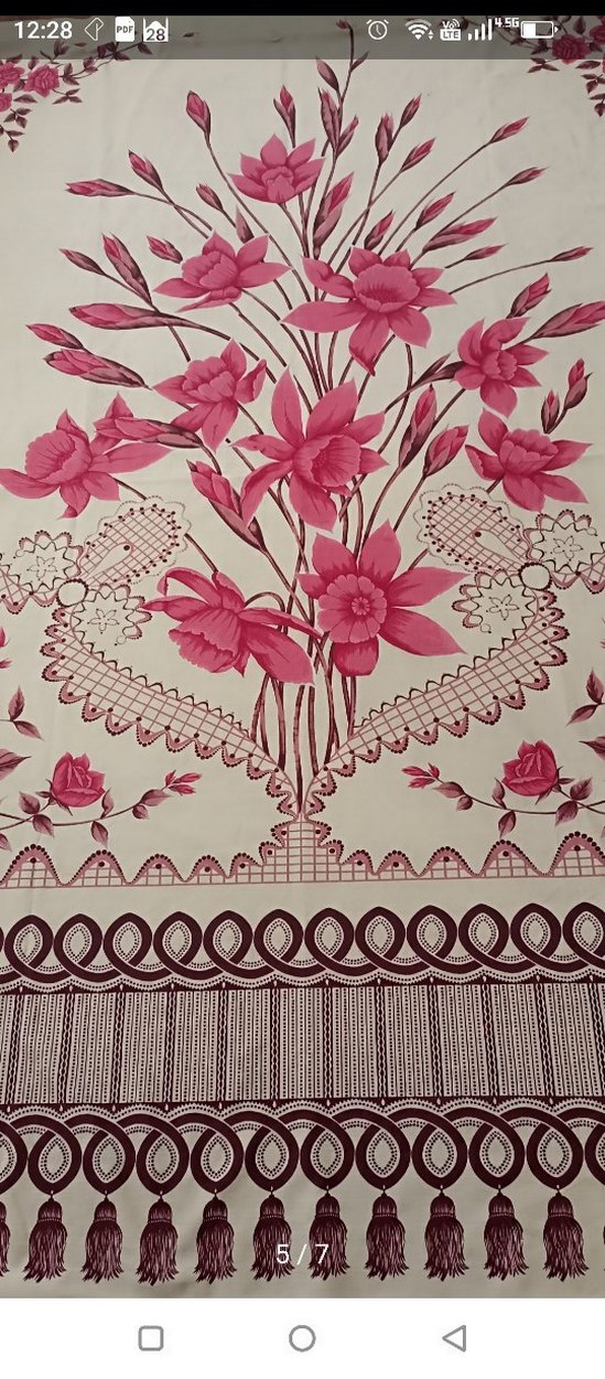 Pembe Çiçek Desenli nostaljik antika perde - Görsel 3