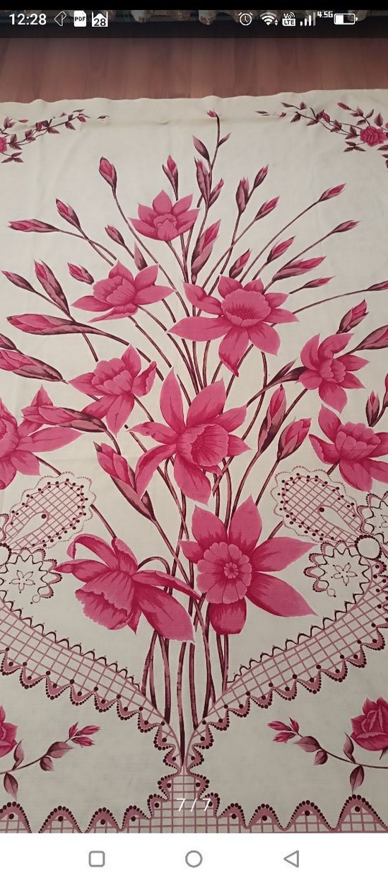 Pembe Çiçek Desenli nostaljik antika perde - Görsel 2