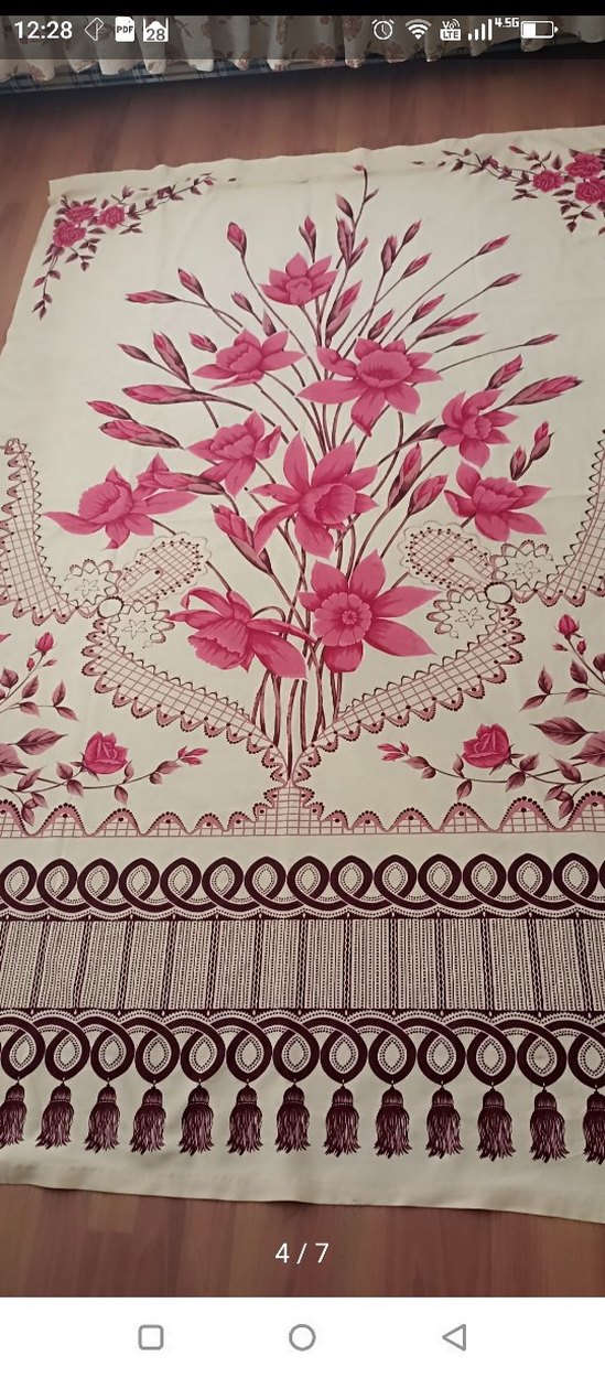 Pembe Çiçek Desenli nostaljik antika perde - Görsel 4