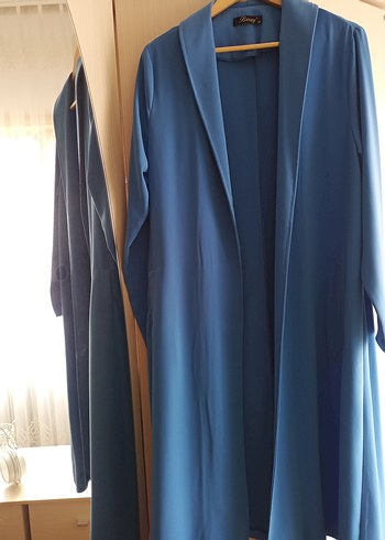 Mavi Düğmeli Uzun Kadın Blazer Ceket - Görsel 2