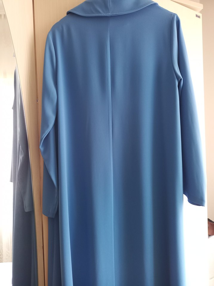 Mavi Düğmeli Uzun Kadın Blazer Ceket - Görsel 3