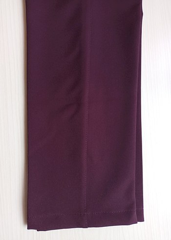 Bordo Düğmeli Kadın Kumaş Pantolon - Görsel 3