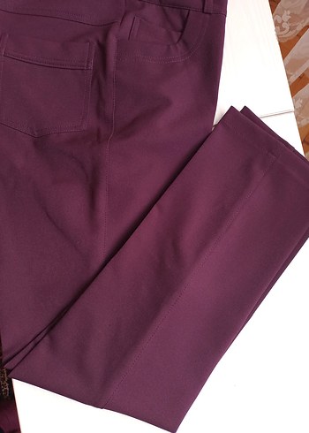 Bordo Düğmeli Kadın Kumaş Pantolon - Görsel 2