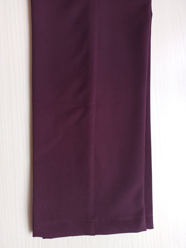 Bordo Düğmeli Kadın Kumaş Pantolon - Görsel 3