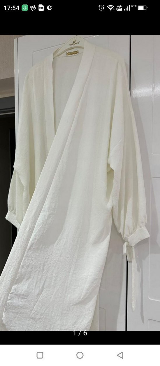 ekru renk ipek ayrobin kimono - Görsel 2