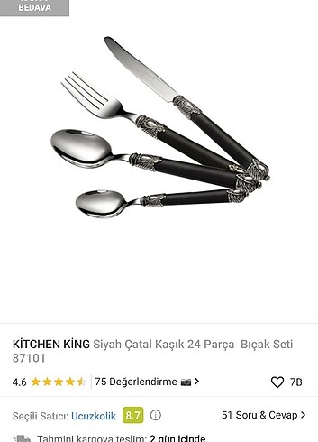 Kitchen king 87101 çatal bıçak takımı