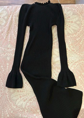 Siyah Uzun Kollu Triko Elbise - Görsel 3