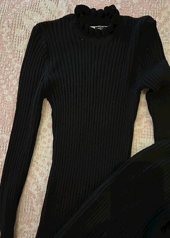 Siyah Uzun Kollu Triko Elbise - Görsel 2